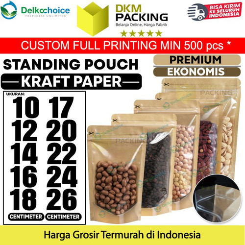 [EZO.9200996] Standing Pouch Clear Kraft Paper ZIPLOCK Plastik Klip Kombinasi