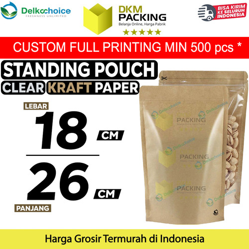 [EZO.9200997] Standing Pouch 18x26 Clear Kraft Paper ZIPLOCK Plastik Klip Kombinasi