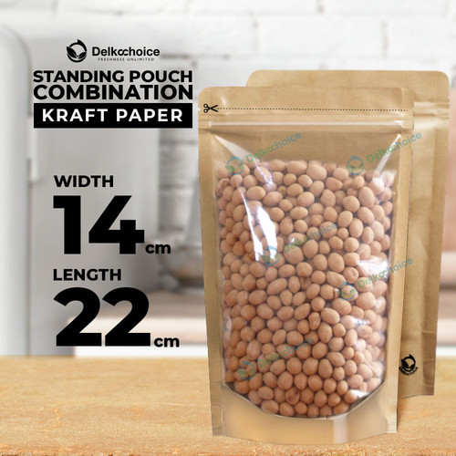 [EZO.9200999] Standing Pouch 14x22 Clear Kraft Paper ZIPLOCK Plastik Klip Kombinasi