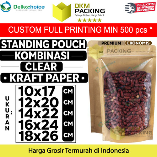 [EZO.9201397] Standing Pouch Clear Kraft Paper Ziplock Kombinasi Kemasan Makanan