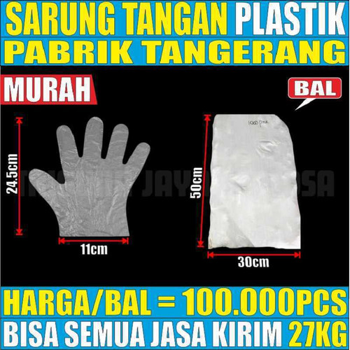 [EZM.5900009] Sarung Tangan Plastik Sekali Pakai Hand Glove Gloves Transparan Per 1 Ball Jskrm