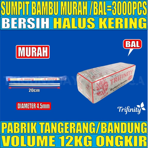[EZM.5900012] Sumpit Bambu Besar Bersih Halus Kering / Tusuk Gigi Higienis / Tusuk Sate Per Dus Trifinity Jskrm