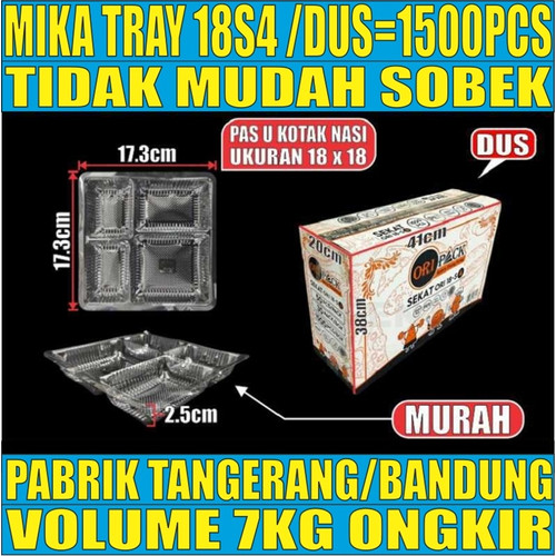 [EZM.5900034] Mika Tray Sekat 18s4 sekat 4 atau 20s5 sekat 5 atau 20s7 Sekat 7 U Kotak Nasi Per Dus bisa jskrm