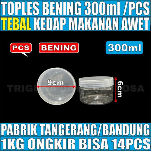 [EZM.5900036] Toples Tebal 300ml 400ml 500ml 750ml 1000ml 1300ml Plastik n Seal Jar Silinder Bening Pet Per Pcs