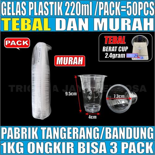 [EZM.5900041] Gelas Plastik Aqua 220ml 2,4gr / Gelas Bola Bola Polkadot Tebal Per Pack Cup Kopi Tahan Panas Murah