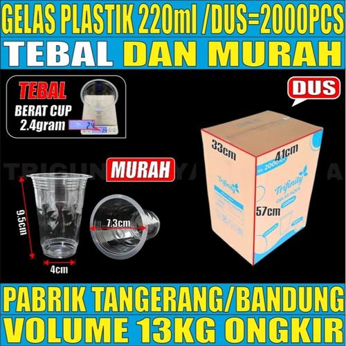 [EZM.5900042] Gelas Plastik Bening Aqua 220ml 2,4gr / Gelas Bola Polkadot Tebal /Dus Cup Kopi Tahan Panas Murah Js