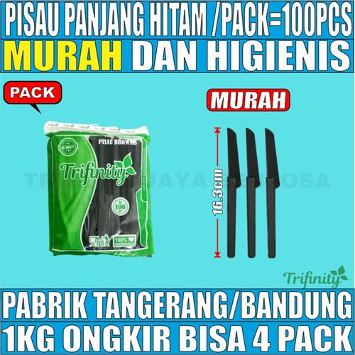 [EZM.5900049] Trifinity Pisau Kue Tart Cake Ulang Tahun / Pisau Plastik Panjang Hitam Bening Murah Per Pack Var