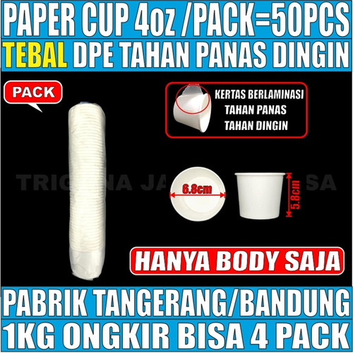 [EZM.5900057] Paper Cup HALAL Tebal 4oz 120ml 8oz 240ml 12oz 360ml 16oz 480ml 22oz Pack Gelas Kertas Trifinity