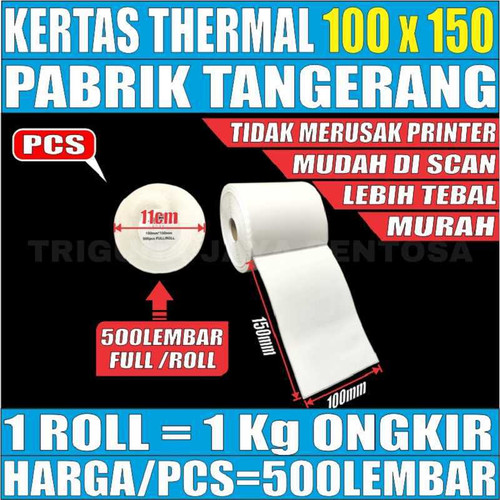 [EZM.5900069] Kertas Thermal Bersih Tebal A6 100x150mm Resi Label Barcode Bersih Tebal Per 1 pcs