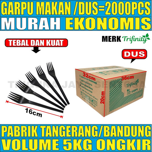 [EZM.5900087] Garpu Makan Plastik Kuat Tebal Trifinity Panjang Murah Bening / Hitam / Putih Per Dus Jskrm