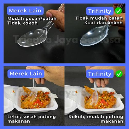 [EZM.5900088] Sendok Garpu Steril Kuat Tebal Plastik Tisu Tusuk Gigi Set Higienis Bening Hitam Putih Dus Trifinity