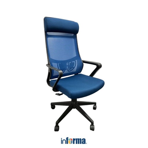 [EZO.0600388] Informa Zilton Kursi Kantor Sandaran Tinggi - Biru Tempat Duduk Kerja Dengan Roda Office Chair Kursi Staff Mesh Karyawan Furniture Indoor Kantor