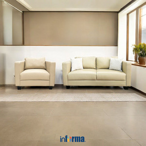 [EZO.0600863] Informa Venien Set Sofa Kulit - Cokelat Cappuccino Tempat Duduk Empuk Sofa Ruang Tamu Furniture Indoor Rumah Artificial Leather Couch
