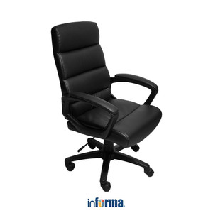 [EZO.0602251] Informa Uzziel Kursi Kantor Sandaran Sedang - Hitam Tempat Duduk Kerja Dengan Roda Office Chair Kursi Eksekutif Furniture Indoor Kantor