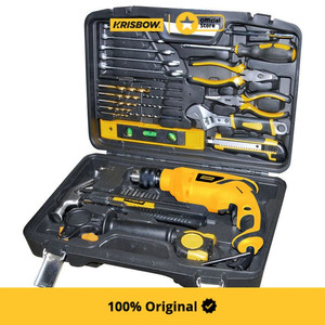 [EZM.1000870] Krisbow Impact Drill Set Bor Listrik Beton 600W 37 Pcs