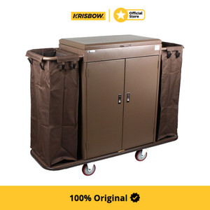 [EZM.1000942] krisbow troli housekeeping 142x46x111 cm - cokelat