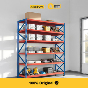 [EZM.1001738] Krisbow Shelving Steel Rak Besi 6 Rows Industrial - Oranye