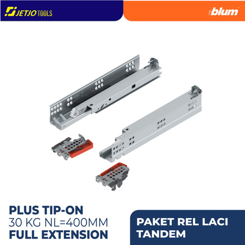 [EZM.2600035] BLUM PROMO PAKET LENGKAP REL LACI TANDEM TIP-ON 560H4000T FULL EXTENSION INCLUDE LOCKING DEVICE & LINKAGE 30KG NL=400MM