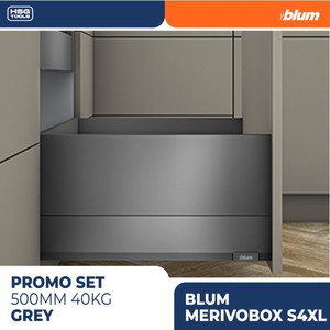 [EZM.2600039] BLUM PROMO PAKET LENGKAP DRAWER RAK MERIVOBOX S4XL GREY 500MM 70KG