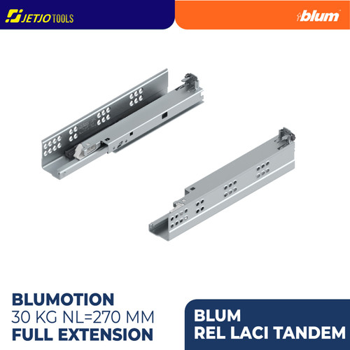 [EZM.2600053] BLUM PROMO PAKET LENGKAP REL LACI TANDEM 560H2700B BLUMOTION FULL EXTENSION INCLUDE LOCKING DEVICE 30KG NL=270MM