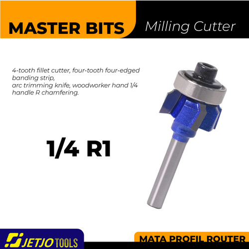 [EZM.2600170] MASTER BIT MATA PROFIL CORNER ROUND CHAMFER FILLET 4-FLUTE EDGE 1/4XR1