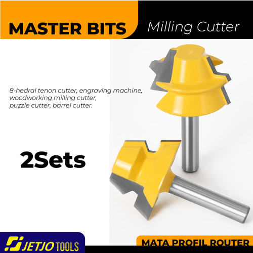 [EZM.2600175] MASTER BIT MATA PROFIL ROUTER JOINT GROOVING 8-HEDRAL PUZZLE CUT 2PC