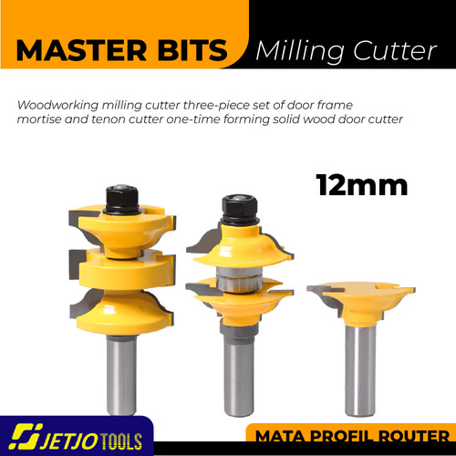 [EZM.2600188] MASTER BIT MATA PROFIL ROUTER DOOR FRAME PANEL CUTTERS WITH 3PCS 12MM