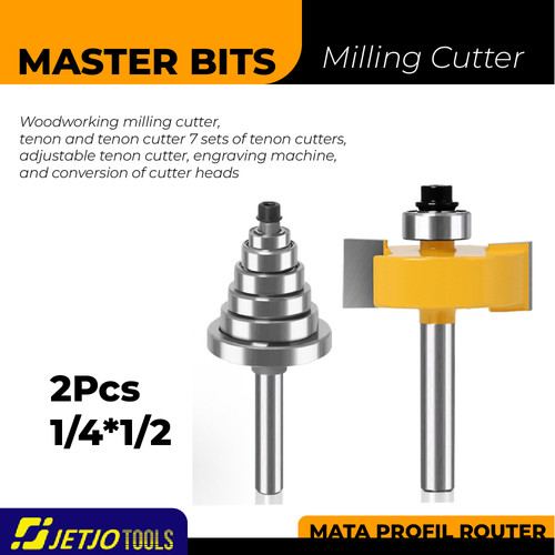 [EZM.2600193] MASTER BIT MATA PROFIL ROUTER GROOVING 3PCS SET OF 7BEARING NOTCH 1/4"