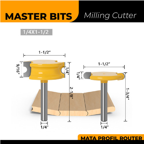 [EZM.2600205] MASTER BIT MATA PROFIL ROUTER ROUND ARC TENON CUTTER 1/4"