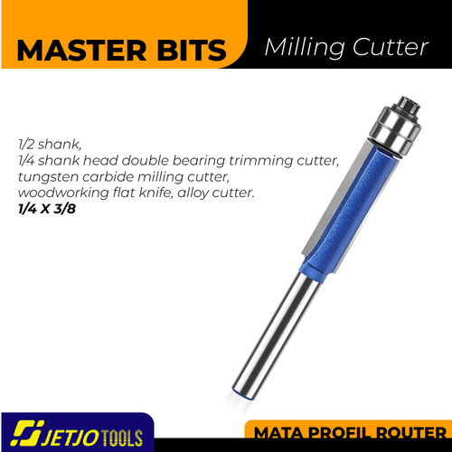 [EZM.2600225] MASTER BIT MATA PROFIL ROUTER LURUS DOUBLE BEARING TRIM CUT 1/4X3/8"