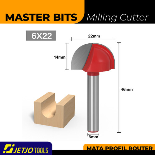 [EZM.2600227] MASTER BIT MATA PROFIL ROUTER BULAT RADIUS ROUND BOTTOM BIT 6X22MM