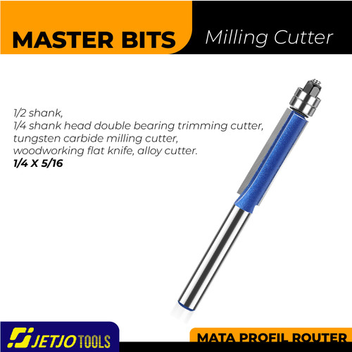 [EZM.2600230] MASTER BIT MATA PROFIL ROUTER LURUS DOUBLE BEARING TRIM CUT 1/4X5/16"
