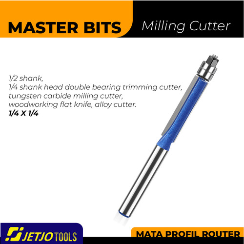 [EZM.2600232] MASTER BIT MATA PROFIL ROUTER LURUS DOUBLE BEARING TRIM CUT 1/4X1/4"