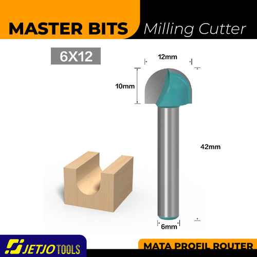 [EZM.2600235] MASTER BIT MATA PROFIL ROUTER BULAT RADIUS ROUND BOTTOM BIT 6X12MM
