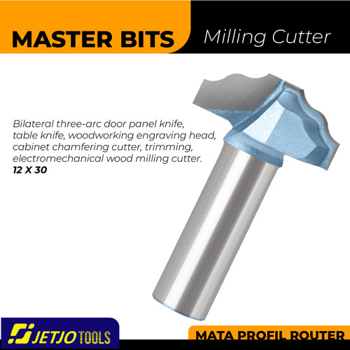 [EZM.2600242] MASTER BIT MATA PROFIL ROUTER BILATERAL 3-ARC DOOR PANEL TABLE 12X30MM