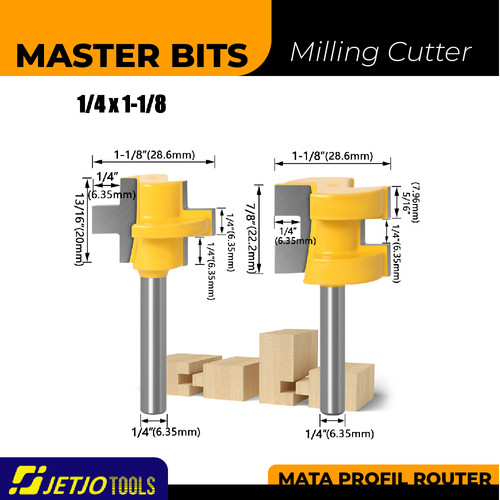 [EZM.2600256] MASTER BIT MATA PROFIL ROUTER SQUARE TOOTH CUTER FOR FLOOR PUZZLE 1/4"
