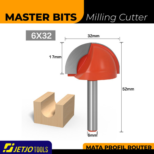 [EZM.2600257] MASTER BIT MATA PROFIL ROUTER BULAT RADIUS ROUND BOTTOM BIT 6X32MM