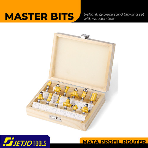[EZM.2600264] MASTER BIT MATA PROFIL ROUTER 6-SHANK 12PCS SAND BLOWING SET WITH BOX