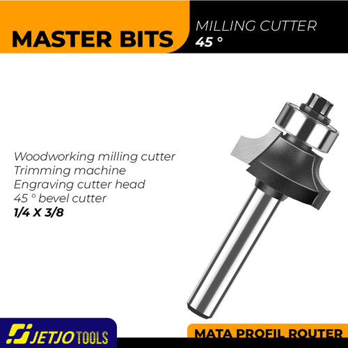 [EZM.2600267] MASTER BIT MATA PROFIL ROUTER 45° CHAMFERING CUT BEVEL CUTTER 1/4X3/8"