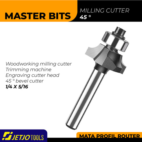 [EZM.2600269] MASTER BIT MATA PROFIL ROUTER 45° CHAMFERING CUT BEVEL CUTTER 1/4X5/16