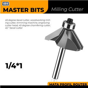 [EZM.2600277] MASTER BIT MATA PROFIL ROUTER 45° CHAMFERING CUT BEVEL CUTTER 1/4X1"
