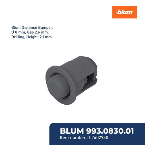 [EZM.2600284] BLUM PEREDAM SUARA BUMPER BENTURAN LEMARI  993.0830.01 DISTANCE BUMPER 8MM GAP 2.6MM GREY