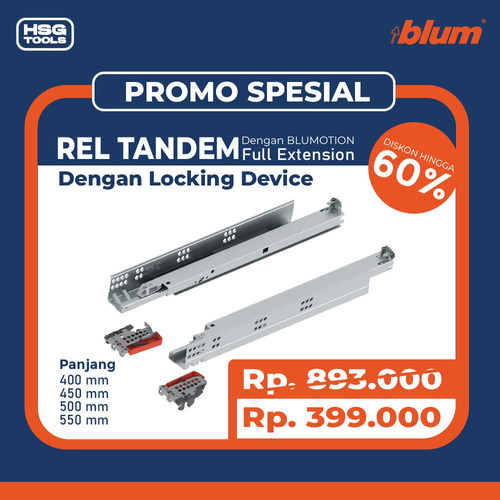 [EZM.2600287] BLUM PROMO PAKET LENGKAP REL LACI TANDEM 560H4000B BLUMOTION FULL EXT