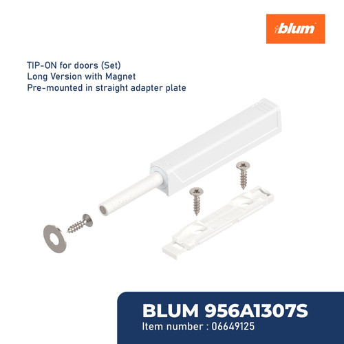 [EZM.2600288] BLUM PUSH TO OPEN TIP-ON SET LONG STRAIGHT ADAPTER WHITE 956A1307S