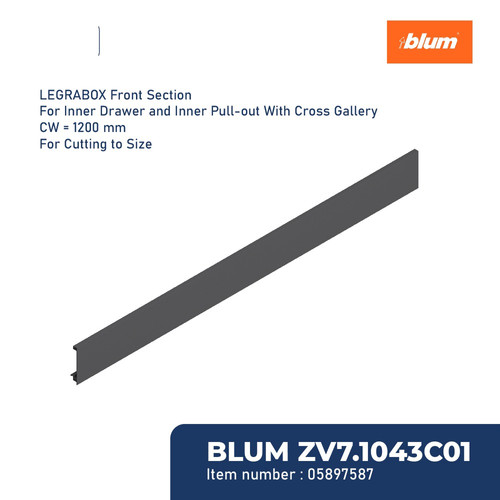 [EZM.2600325] BLUM DRAWER RAK ZV7.1043C01VORD-ST LEGRABOX FRONT SECTION CW=1.2M GREY