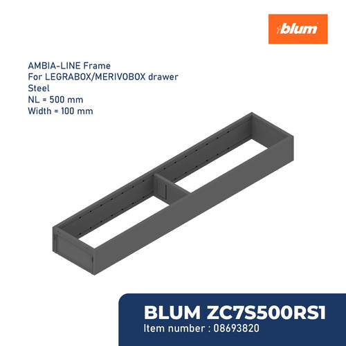 [EZM.2600327] BLUM SEKAT RAK/LACI AMBIA-LINE FRAME LEGRA/MERIVOBOX 500X100MM GREY