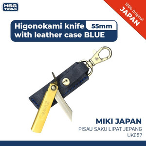 [EZM.2600486] MIKI UK057 PISAU SAKU LIPAT JEPANG HIGONOKAMI KNIFE 55MM LEATHER BLUE