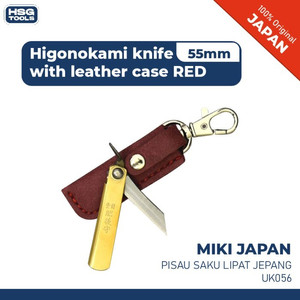 [EZM.2600489] MIKI UK056 PISAU SAKU LIPAT JEPANG HIGONOKAMI KNIFE 55MM LEATHER RED