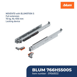 [EZM.2600577] BLUM REL LACI MOVENTO TIPON BLUMOTION RUNNER 70KG NL=550MM LOCK DEVICE
