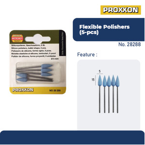 [EZM.2600635] PROXXON 28288 MATA POLES TUNER FLEXIBLE SILICON POLISHERS BULLETS 5PCS